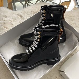 See by Chloe florrie logo lace combat rain boots